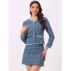 imageAllegra K Business Suit Set for Womens 2 Piece Outfits Plaid Tweed Easter Short Blazer Jacket and Skirt SetsBlue