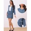 imageAllegra K Business Suit Set for Womens 2 Piece Outfits Plaid Tweed Easter Short Blazer Jacket and Skirt SetsBlue