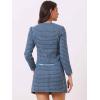 imageAllegra K Business Suit Set for Womens 2 Piece Outfits Plaid Tweed Easter Short Blazer Jacket and Skirt SetsBlue