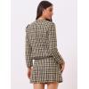 imageAllegra K Business Suit Set for Womens 2 Piece Outfits Plaid Tweed Easter Short Blazer Jacket and Skirt SetsBrown