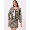 imageAllegra K Business Suit Set for Womens 2 Piece Outfits Plaid Tweed Easter Short Blazer Jacket and Skirt SetsBrown