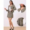 imageAllegra K Business Suit Set for Womens 2 Piece Outfits Plaid Tweed Easter Short Blazer Jacket and Skirt SetsBrown