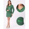 imageAllegra K Business Suit Set for Womens 2 Piece Outfits Plaid Tweed Easter Short Blazer Jacket and Skirt SetsGreen