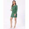 imageAllegra K Business Suit Set for Womens 2 Piece Outfits Plaid Tweed Easter Short Blazer Jacket and Skirt SetsGreen