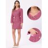 imageAllegra K Business Suit Set for Womens 2 Piece Outfits Plaid Tweed Easter Short Blazer Jacket and Skirt SetsHot Pink