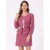 imageAllegra K Business Suit Set for Womens 2 Piece Outfits Plaid Tweed Easter Short Blazer Jacket and Skirt SetsHot Pink