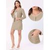 imageAllegra K Business Suit Set for Womens 2 Piece Outfits Plaid Tweed Easter Short Blazer Jacket and Skirt SetsKhaki