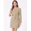 imageAllegra K Business Suit Set for Womens 2 Piece Outfits Plaid Tweed Easter Short Blazer Jacket and Skirt SetsKhaki