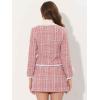 imageAllegra K Business Suit Set for Womens 2 Piece Outfits Plaid Tweed Easter Short Blazer Jacket and Skirt SetsPink