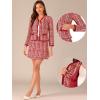 imageAllegra K Business Suit Set for Womens 2 Piece Outfits Plaid Tweed Easter Short Blazer Jacket and Skirt SetsRed
