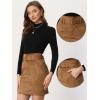 imageAllegra K Faux Suede Skirt for Womens High Waist Casual Belted Pencil SkirtsBrown
