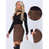 imageAllegra K Faux Suede Skirt for Womens High Waist Casual Belted Pencil SkirtsDark Brown