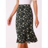 imageAllegra K Floral Skirt for Womens Elastic Waist ALine Midi SkirtsBlack White