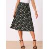 imageAllegra K Floral Skirt for Womens Elastic Waist ALine Midi SkirtsBlack White