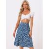 imageAllegra K Floral Skirt for Womens Elastic Waist ALine Midi SkirtsBlue