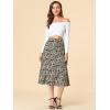 imageAllegra K Floral Skirt for Womens Elastic Waist ALine Midi SkirtsBlue Brown