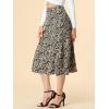imageAllegra K Floral Skirt for Womens Elastic Waist ALine Midi SkirtsBlue Brown