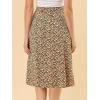 imageAllegra K Floral Skirt for Womens Elastic Waist ALine Midi SkirtsBrown Orange