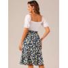 imageAllegra K Floral Skirt for Womens Elastic Waist ALine Midi SkirtsDark Blue