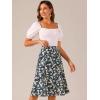 imageAllegra K Floral Skirt for Womens Elastic Waist ALine Midi SkirtsDark Blue