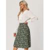 imageAllegra K Floral Skirt for Womens Elastic Waist ALine Midi SkirtsDark Green