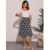 imageAllegra K Floral Skirt for Womens Elastic Waist ALine Midi SkirtsNavy Blue