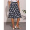 imageAllegra K Floral Skirt for Womens Elastic Waist ALine Midi SkirtsNavy Blue
