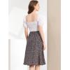 imageAllegra K Floral Skirt for Womens Elastic Waist ALine Midi SkirtsNavy Blue Brown