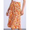 imageAllegra K Floral Skirt for Womens Elastic Waist ALine Midi SkirtsOrange Green