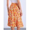 imageAllegra K Floral Skirt for Womens Elastic Waist ALine Midi SkirtsOrange Green