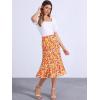 imageAllegra K Floral Skirt for Womens Elastic Waist ALine Midi SkirtsOrange Green