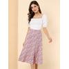 imageAllegra K Floral Skirt for Womens Elastic Waist ALine Midi SkirtsPink