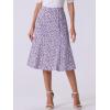 imageAllegra K Floral Skirt for Womens Elastic Waist ALine Midi SkirtsPurple