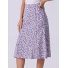 imageAllegra K Floral Skirt for Womens Elastic Waist ALine Midi SkirtsPurple