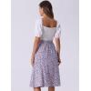 imageAllegra K Floral Skirt for Womens Elastic Waist ALine Midi SkirtsPurple
