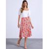 imageAllegra K Floral Skirt for Womens Elastic Waist ALine Midi SkirtsRed Blue