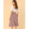 imageAllegra K Floral Skirt for Womens Elastic Waist ALine Midi SkirtsRed White