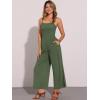 imageAllegra K Linen Jumpsuits for Womens Casual Spaghetti Strap Sleeveless Wide Legs RompersArmy Green