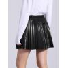 imageAllegra K PU Leather Pleated Skirt for Womens Casual Party Elastic Waist Halloween Aline Mini SkirtsBlack