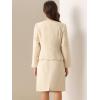 imageAllegra K Suit Set for Womens 2 Piece Outfits Tweed Peplum Collarless Blazer Jacket and Skirt SetsBeige