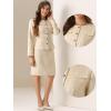 imageAllegra K Suit Set for Womens 2 Piece Outfits Tweed Peplum Collarless Blazer Jacket and Skirt SetsBeige