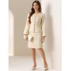 imageAllegra K Suit Set for Womens 2 Piece Outfits Tweed Peplum Collarless Blazer Jacket and Skirt SetsBeige