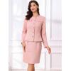 imageAllegra K Suit Set for Womens 2 Piece Outfits Tweed Peplum Collarless Blazer Jacket and Skirt SetsPink