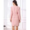 imageAllegra K Suit Set for Womens 2 Piece Outfits Tweed Peplum Collarless Blazer Jacket and Skirt SetsPink