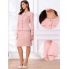 imageAllegra K Suit Set for Womens 2 Piece Outfits Tweed Peplum Collarless Blazer Jacket and Skirt SetsPink