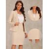imageAllegra K Suits 2 Piece Skirt Set for Womens Business Office Outfits Collarless Blazer Pencil Skirts Suit SetsBeige