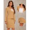 imageAllegra K Suits 2 Piece Skirt Set for Womens Business Office Outfits Collarless Blazer Pencil Skirts Suit SetsBrown