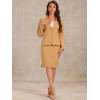 imageAllegra K Suits 2 Piece Skirt Set for Womens Business Office Outfits Collarless Blazer Pencil Skirts Suit SetsBrown