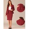 imageAllegra K Suits 2 Piece Skirt Set for Womens Business Office Outfits Collarless Blazer Pencil Skirts Suit SetsBurgundy