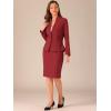 imageAllegra K Suits 2 Piece Skirt Set for Womens Business Office Outfits Collarless Blazer Pencil Skirts Suit SetsBurgundy